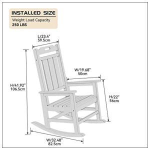 Presidential Rocking Chair HDPE Rocking Chair Fade-Resistant Porch Rocker Chair, All Weather Waterproof for Balcony/Beach/Pool,Blue