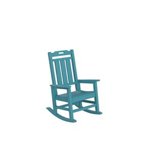 Presidential Rocking Chair HDPE Rocking Chair Fade-Resistant Porch Rocker Chair, All Weather Waterproof for Balcony/Beach/Pool,Blue