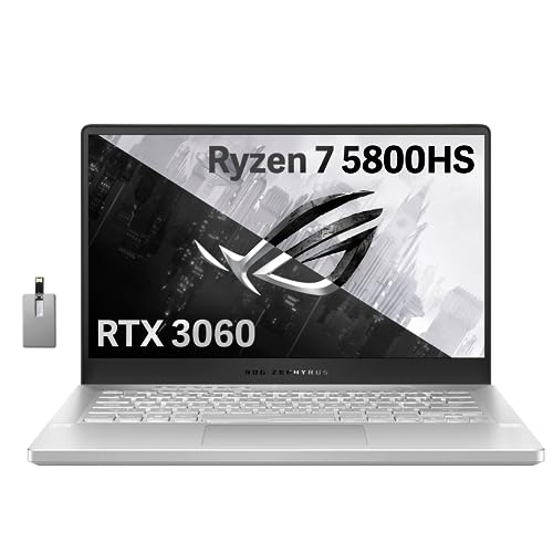 ASUS 2022 ROG Zephyrus G14 14" FHD 144Hz Gaming Laptop, AMD Ryzen 7-5800HS, NVIDIA GeForce RTX 3060 6G Graphics, 16GB RAM, 1TB PCIe SSD, Backlit Keyboard, Win 11 Pro, White, 32GB USB Card