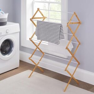 SECTTI Collapsible Bamboo Laundry Drying Rack - Save Space and Simplify Laundry Days with Lightweight Durability Lightweight at only 3.56 pounds Make Your Laundry Days Simple