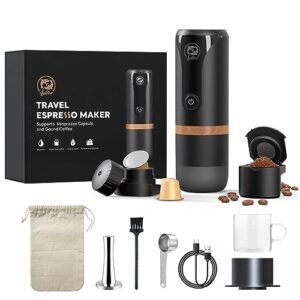 taskitery portable espresso maker,12v travel coffee machine,9 bar pressure compatible with ns capsule & ground coffee for office travel camping driving