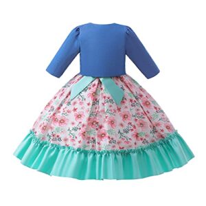 Ikevan 4 to 13Years Children Cute Sundress 2023 Children's Clothing Girl's Dress Two Piece Printing Skirt (Green, 8-9Years)