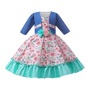 Ikevan 4 to 13Years Children Cute Sundress 2023 Children's Clothing Girl's Dress Two Piece Printing Skirt (Green, 8-9Years)