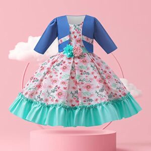 Ikevan 4 to 13Years Children Cute Sundress 2023 Children's Clothing Girl's Dress Two Piece Printing Skirt (Green, 8-9Years)