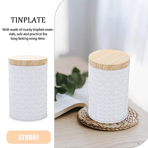 Cabilock 2pcs Tea Tin Canisters Metal Jar Airtight Candy Box Cookie Tins Empty Candle Tin Tea Bag Organizer Box Round Jewelry Boxes Kitchen Storage Containers for Sugar Tea