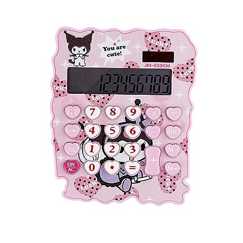 G-Ahora Cute Kitty Cat Solar Calculator 12 Digits Display Basic Calculator Button Battery Solar Panel Dual Power Supply Clear Display Screen（Purple）