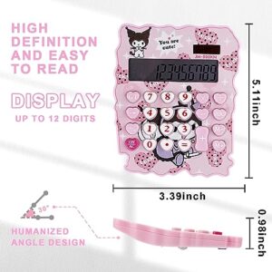 G-Ahora Cute Kitty Cat Solar Calculator 12 Digits Display Basic Calculator Button Battery Solar Panel Dual Power Supply Clear Display Screen（Purple）