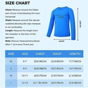 JOCMIC Boy Rash Guard Shirts Boys Swim Shirts UPF 50+ Sun Protection Long Sleeve Quick Dry Shirts Black 8-9Y