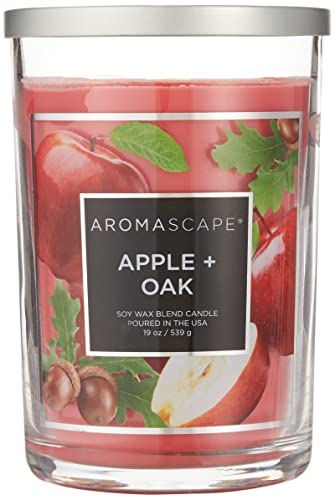 Aromascape 2-Wick Scented Jar Candle, Apple & Oak, Large, Red (Pack of 2)