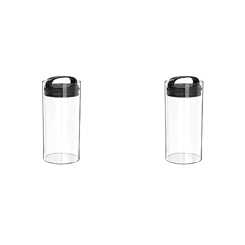 Prepara Evak Fresh Saver, Medium-Tall Airless Canister with Black handle, 2.3 Quart, Clear (Pack of 2)