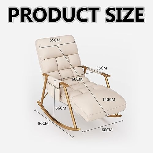 DSEWTEZXI Modern Comfortable Upholstered Rocking Chair,Patio Rocking Chair with Side Pockets,Modern Lounge Chair for Balcony, Outdoor Rocking Chair with armrests,Adjustable backrest Height.