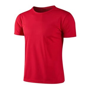 yeahdor kids boys athletic sports performance shirt upf 50+ uv sun protection rash guard vest swim shirt swimming tops red b 14-16