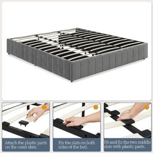 Yaheetech King Bed Frame Upholstered Platform Bed with 4 Storage Drawers, Large Storage Space/Strong Wooden Slats/Non-Slip and Noise-Free/No Fixed Headboard/No Box Spring Needed/Dark Gray King Bed