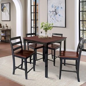 uolfin 5 piece counter height dining table set with 4 bar stools, 36" l × 36" d × 36.5" h