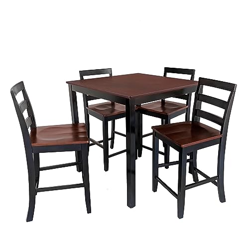 Uolfin 5 Piece Counter Height Dining Table Set with 4 Bar Stools, 36" L × 36" D × 36.5" H