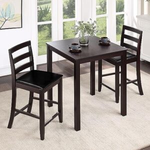uolfin small dining table set for 2 with chairs, counter height with rubberwood and mdf top, 29.5" l × 29.5" d × 35.5" h