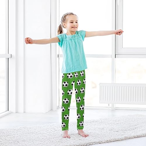 Soccer Ball Toddlers Girls' Leggings Soft Comfortable 7-8T Girls Athletic Leggings Moisture Wicking Girls Clothes for Daily Wear Walking Dance Yoga Gym Multi