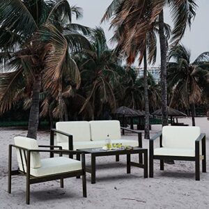 3 Pieces Outdoor Patio Sectional Sofa Couch, Aluminum Furniture Sets, White Outdoor Sofa Sets,Patio Conversation Sets for Restaurant, Outdoor Courtyard, Garden, Open-air Balcony, Poolside