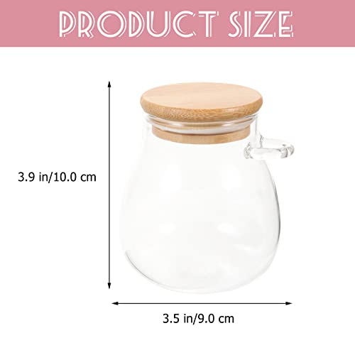 Glass Food Jar Glass Storage Jars with Sealed Bamboo Lids Clear Food Storage Canister for Serving Tea Coffee Candy Cookie Dog Treats with Spoons As Shown 350ml Glass Tea Canister