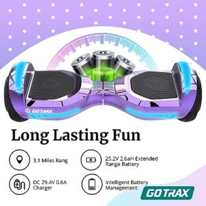 Gotrax Glide Hoverboard for Kids Ages 6-12, Hover Board with Music Speaker & LED Lights, Smart Self Balancing Scooters Hover Board for Kids Adults Gifts, UL2272 Certified(Purple)