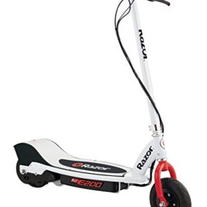 Razor 13111260 E100 Electric Scooter (Red) & E200 Electric Scooter for Kids Ages 13+ - 8 Pneumatic Tires, 200-Watt Motor, Up to 12 mph and 40 min of Ride Time, for Riders up to 154 lbs