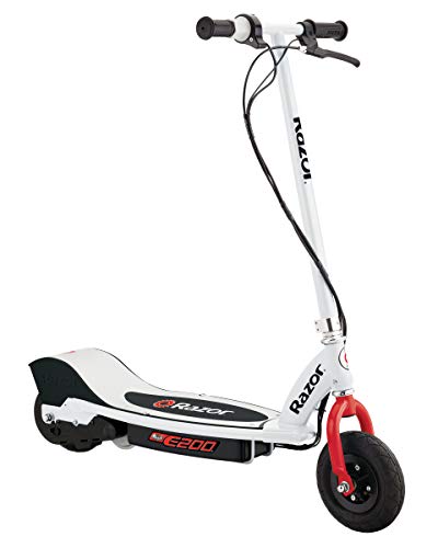 Razor 13111260 E100 Electric Scooter (Red) & E200 Electric Scooter for Kids Ages 13+ - 8 Pneumatic Tires, 200-Watt Motor, Up to 12 mph and 40 min of Ride Time, for Riders up to 154 lbs