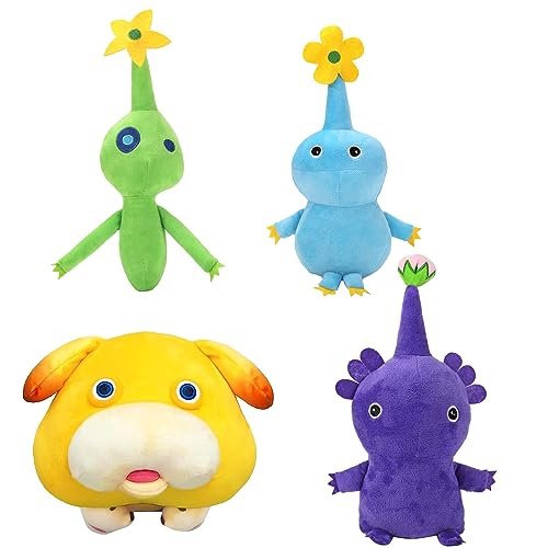 MKWIFKU 4 PCS Pikmin Plush, 2023 New Pikmin Plush Toy Stuffed Animal PlushieDoll Toys Collectible Gifts for Kids Fans Birthday