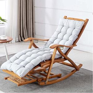 BROHN Lounge Chair, Outdoor Patio Woodenl Rocking Chair, Padded Modern Rocker Chairs with Cushion, Support 440lbs for Porch, Deck, Balcony or Indoor Use