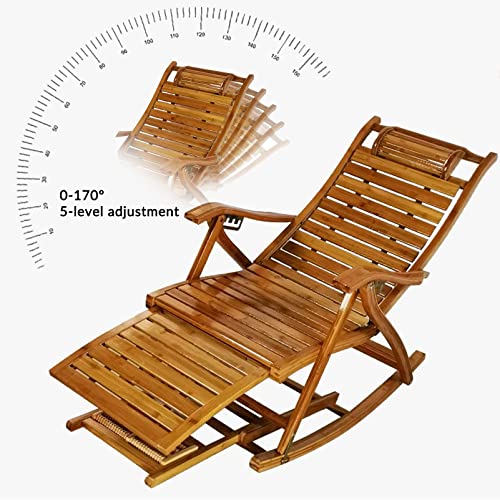 BROHN Lounge Chair, Outdoor Patio Woodenl Rocking Chair, Padded Modern Rocker Chairs with Cushion, Support 440lbs for Porch, Deck, Balcony or Indoor Use