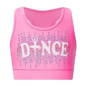 Yeahdor Kids Girls' 2 Piece Athletic sleeveless Dance Crop Tops with Legging Set Gym Workout Fitness Active Outfit Printed Pink 8 Years