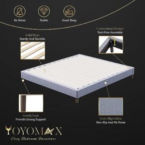 yoyomax Queen Size Bed Frame, Classic Wood Platform Slats Support/Mattress Foundation/Tool-Free Assembly Within 10 Mins/No Box Spring Needed, Elegant Gray