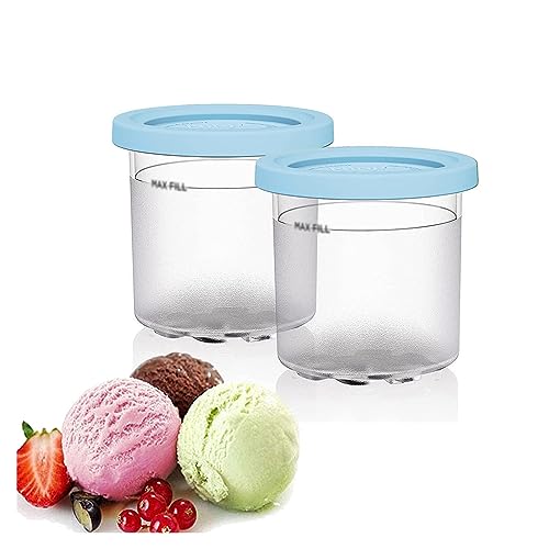 EVANEM 2/4/6PCS Creami Deluxe Pints, for Ninja Creami Deluxe Containers,16 OZ Ice Cream Storage Containers Reusable,Leaf-Proof for NC301 NC300 NC299AM Series Ice Cream Maker,Blue-6PCS