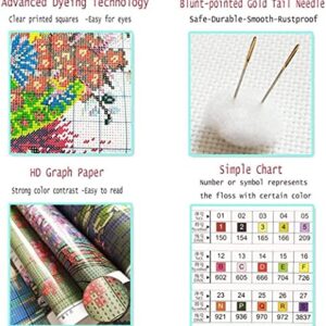 Cross-Stitch Stamped Kits, 11CT 3 Strands 16x20 inch, Athletic Border Collie Printed Cross Patterns, Embroidery Crafts Needlepoint Kit, Beginners Starter Kits, DIY Handmade Gifts