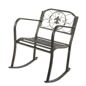 [new] flat tube single rocking chair in bronze color - outdoor rocker with ergonomic design for relaxing comfort