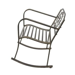 [New] Flat Tube Single Rocking Chair in Bronze Color - Outdoor Rocker with Ergonomic Design for Relaxing Comfort