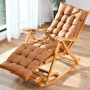 lounge chair, oversized wooden rocking chair, foldable outdoor porch rocker chair for adult, 440 lb. weight capacity, ergonomic adjustable recliner (color : with brown cushions, size : with brown co