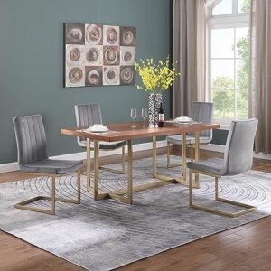 fdfk 5 piece kitchen dining room table set with 1 walnut veneer top rectangle dining table and dining chairs set of 4 for dining room,restaurant(gray)