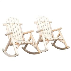 vinmax Outdoor Fir Wood Rocking Chair - Log Color | Courtyard Patio Furniture with Classic Design | Wooden Outdoor Rocker for Garden and Porch