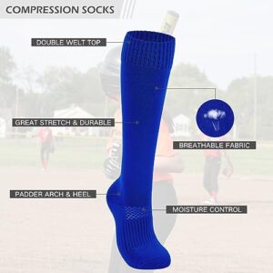 American Trends Softball Socks for Youth Girls & Adult Baseball Softball Socks Athletic Football Socks with Stitchs Youth Girls Blue M