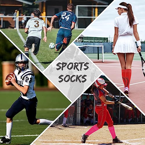 American Trends Softball Socks for Youth Girls & Adult Baseball Softball Socks Athletic Football Socks with Stitchs Youth Girls Blue M