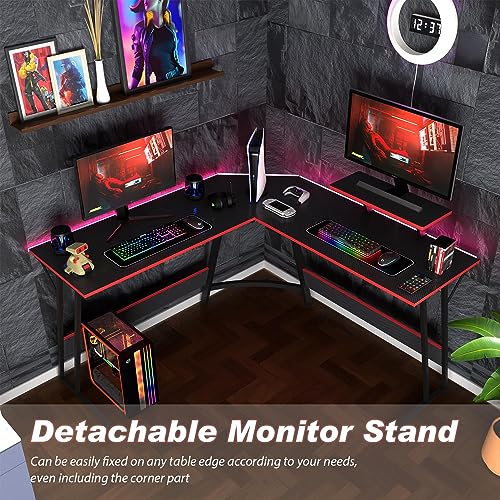 BORGEBY L Shaped Desk, Gaming Desk, Corner Computer Desk with Monitor Shelf, Home Office Desk with Large Desktop, Pc Desk for Working/Gaming/Sturdy/Writing, Corner Desk