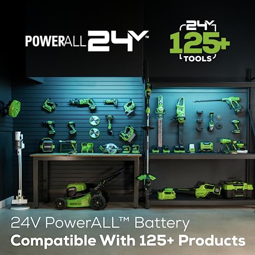 Greenworks 48V (2x24V) 19"Brushless Push Lawn Mower,2.0Ah Axial Blower (90 MPH/320)，10"String Trimmer，22"Rotating Handle Hedge Trimmer，Combo Kit w/ (2) 4.0Ah Batteries, (1) 2.0Ah Battery & (2)Chargers