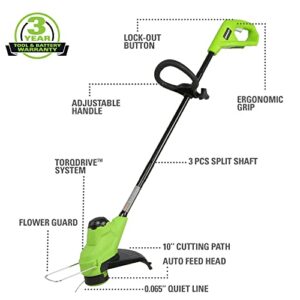 Greenworks 48V (2x24V) 19"Brushless Push Lawn Mower,2.0Ah Axial Blower (90 MPH/320)，10"String Trimmer，22"Rotating Handle Hedge Trimmer，Combo Kit w/ (2) 4.0Ah Batteries, (1) 2.0Ah Battery & (2)Chargers