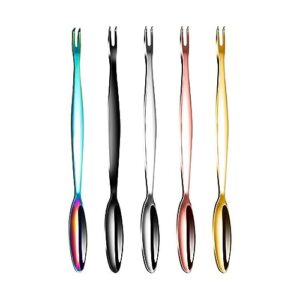 Seafood Tools Shiny Practical Lobster Spoons Smooth for Seafood,Nut Double Headed Seafood Utensils Fruit Fork Crab(Gold)