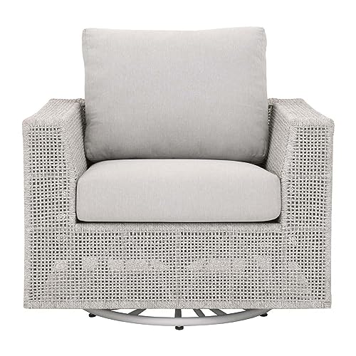 Ranch Pointe Woven Rope Swivel Rocker in Taupe & White by Lakeview
