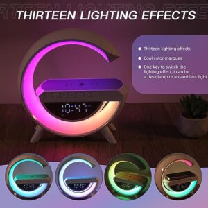 Alexsix Wireless Charger Atmosphere Lamp, 2023 New Wireless G Speaker Charger with Desk Lamp Bedside Night Light Smart Light Sound Machine Charging Lamp for Bedroom Home Decor