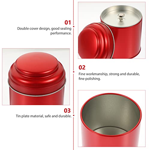 Containers with Lids Tea Canister Sealing Tea Jar Small Tea Tinplate Sealed Tea Storage Tin Sealing Tea Container Tea for Loose Tea Coffee Bean Sugar Salt (Red) Red