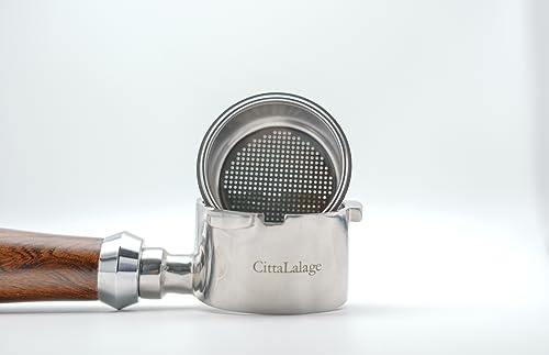 CittaLalage Coffee Espresso 304 Stainless Steel & Wooden Bottomless Portafilter 3 Ears 51mm with Filter Basket (14-18g double shots) Fits for Delonghi Coffee Machine EC680/EC685, SMEG & EUPA