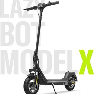 Lazy BOT X Electric Scooter 350W (500W Max) Motor, Best Battery up to 28 Mile Range, 18 MPH, Triple Pro-Disc Brakes, 10" Tires, Headlight, Front + Rear Suspension