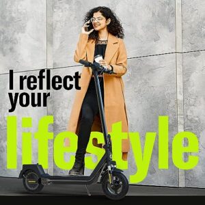 Lazy BOT X Electric Scooter 350W (500W Max) Motor, Best Battery up to 28 Mile Range, 18 MPH, Triple Pro-Disc Brakes, 10" Tires, Headlight, Front + Rear Suspension